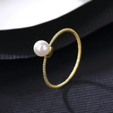 Thin Freshwater Pearl Ring for Women Stackable Wedding Bridal Rings