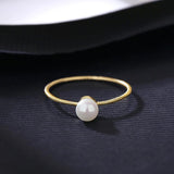 Thin Freshwater Pearl Ring for Women Stackable Wedding Bridal Rings