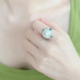 Big Flower Lab Pearl Diamond Finger Ring for Women