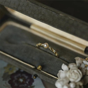 Pearl Carving Zircon 925 Silver Ring for Women - Charm Girl Gift