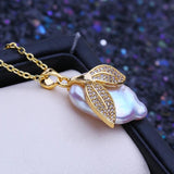 Big Baroque Pearl Pendant Necklace Women Girls Flower Pendant Birthday Gift