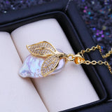 Big Baroque Pearl Pendant Necklace Women Girls Flower Pendant Birthday Gift