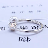 925 Silver Pearl Ring Women Resizable Wedding Engagement Rings