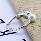 925 Silver Pearl Ring Women Resizable Wedding Engagement Rings
