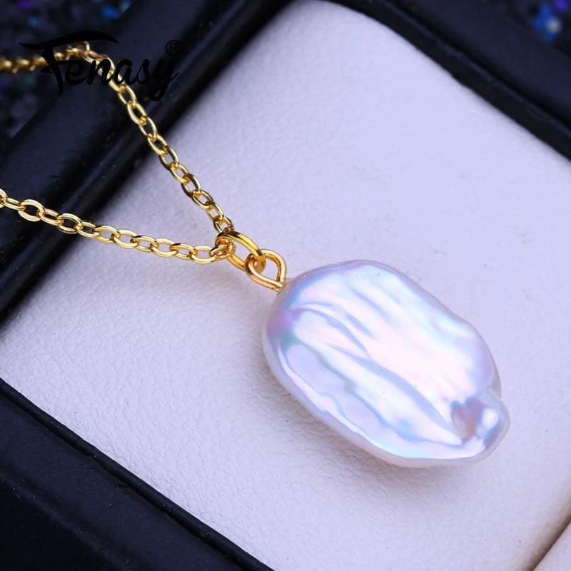 Baroque Pearl Pendant Necklace for Women Girls Birthday Gift