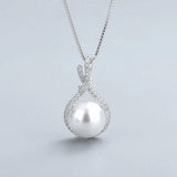 925 Silver Necklace Pearl Zircon Pendant Women Wedding Accessories