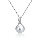 925 Silver Necklace Pearl Zircon Pendant Women Wedding Accessories