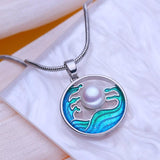 Freshwater Pearl Necklace for Women Round Pendant with Chain Party Jewelry