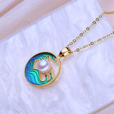 Freshwater Pearl Necklace for Women Round Pendant with Chain Party Jewelry