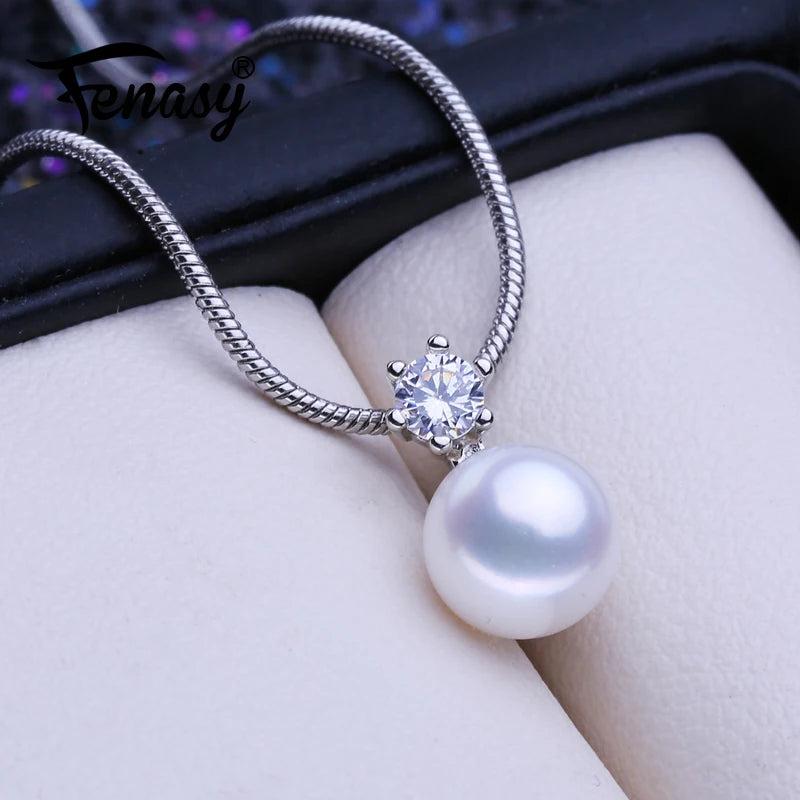 Freshwater Pearl Necklace For Women Bohemian Silver Pendant Birthday Gift
