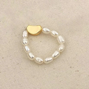 925 Silver Freshwater Pearls Round Rings for Women Party Minimalist Fine Jewelry