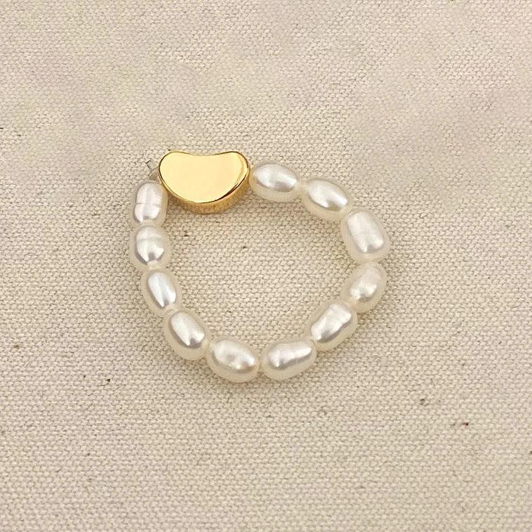 925 Silver Freshwater Pearls Round Rings for Women Party Minimalist Fine Jewelry