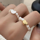 925 Silver Freshwater Pearls Round Rings for Women Party Minimalist Fine Jewelry