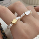 925 Silver Freshwater Pearls Round Rings for Women Party Minimalist Fine Jewelry