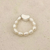 925 Silver Freshwater Pearls Round Rings for Women Party Minimalist Fine Jewelry
