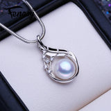 Bohemian Silver Pendant Freshwater Pearl Necklace for Women