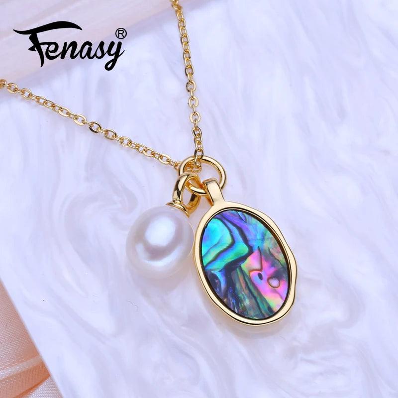 Freshwater Pearl Necklace Oval Pendant Party Jewelry Anniversary Gift