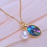 Freshwater Pearl Necklace Oval Pendant Party Jewelry Anniversary Gift