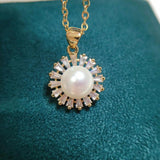 ZHBORUIN Zircon Pearl Pendant 925 Silver & 18K Plating Jewelry Natural Pearls