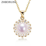 ZHBORUIN Zircon Pearl Pendant 925 Silver & 18K Plating Jewelry Natural Pearls