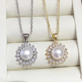 ZHBORUIN Zircon Pearl Pendant 925 Silver & 18K Plating Jewelry Natural Pearls