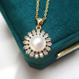 ZHBORUIN Zircon Pearl Pendant 925 Silver & 18K Plating Jewelry Natural Pearls