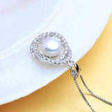 Silver Pendant Pearl Necklace Freshwater Flower
