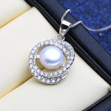 Silver Pendant Pearl Necklace Freshwater Flower