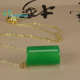 Natural Green Malay Jade Tube Pearl Pendant