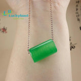 Natural Green Malay Jade Tube Pearl Pendant