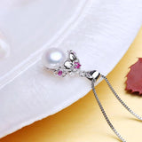 Freshwater Pearl Necklace 925 Silver Flower Pendant Choker
