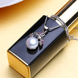 Freshwater Pearl Necklace 925 Silver Flower Pendant Choker