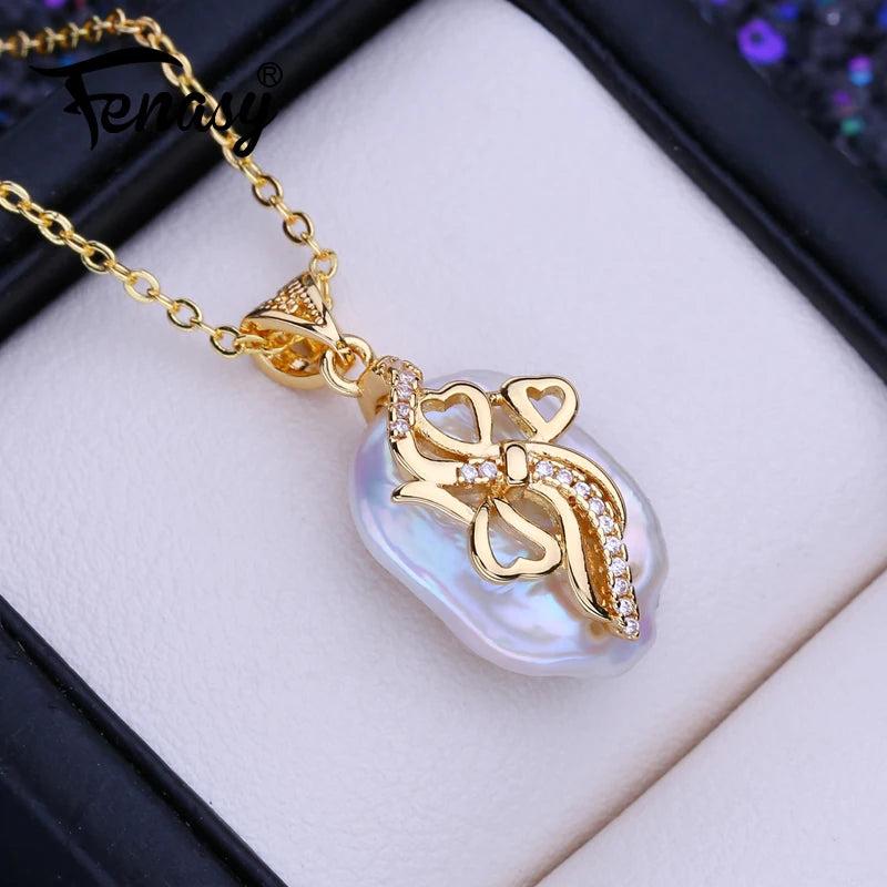 Freshwater 12-16mm Baroque Pearl Pendant Necklace for Women