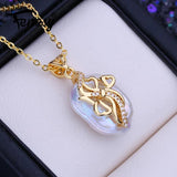 Freshwater 12-16mm Baroque Pearl Pendant Necklace for Women