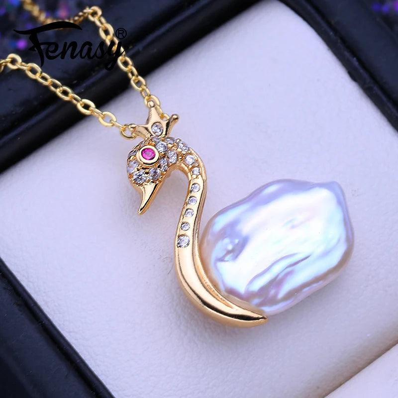 Baroque Pearl Necklace Animal Pendant, Girlfriend Gift