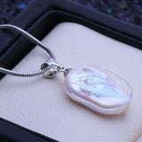 Freshwater 12-16mm Baroque Pearl Pendant Necklace Silver Gift