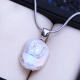 Freshwater 12-16mm Baroque Pearl Pendant Necklace Silver Gift