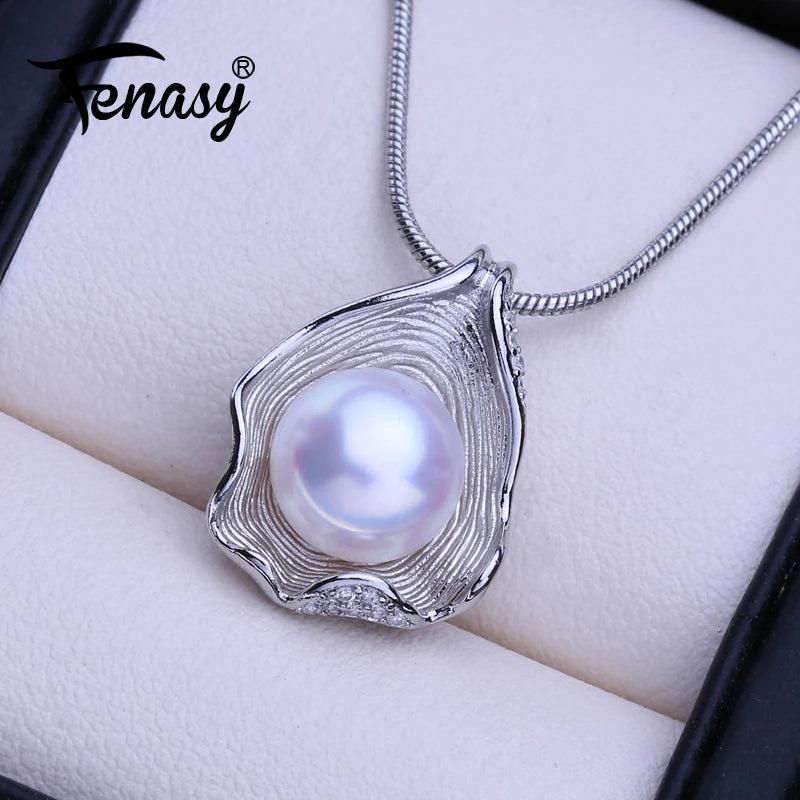 Freshwater Pearl Necklace with Silver Pendant - Birthday Gift