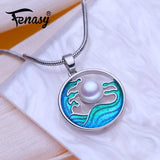 Freshwater Pearl Necklace Silver Pendant Chain Party Jewelry Gift