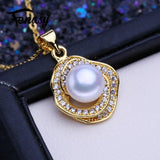 Freshwater Pearl Necklace Flower Pendant Anniversary Gift