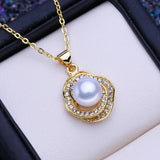 Freshwater Pearl Necklace Flower Pendant Anniversary Gift