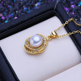 Freshwater Pearl Necklace Flower Pendant Anniversary Gift