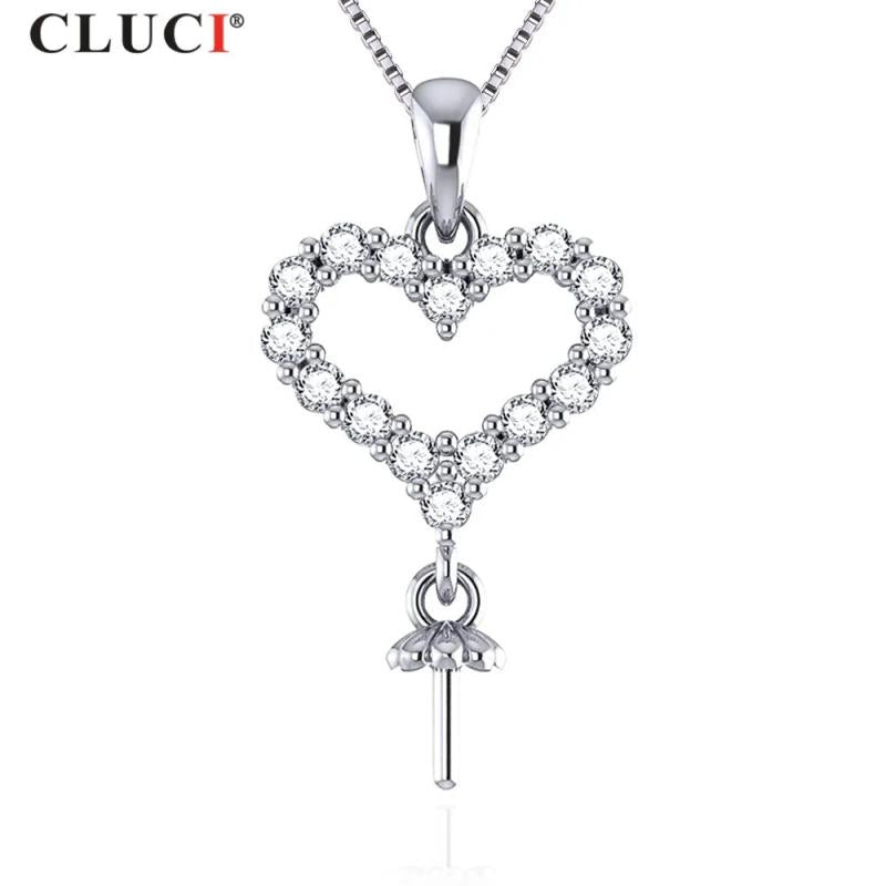 S925 Sterling Silver Heart Shape DIY Pearl Pendant