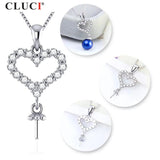 S925 Sterling Silver Heart Shape DIY Pearl Pendant