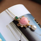 Sweet Heart Pendant Necklace with Mother-of-Pearl Inlay