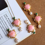 Sweet Heart Pendant Necklace with Mother-of-Pearl Inlay