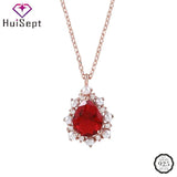 925 Silver Necklace Ruby Pearl Zircon Pendant Women Wedding