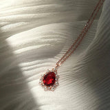 925 Silver Necklace Ruby Pearl Zircon Pendant Women Wedding