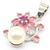 Lovely Pink Tourmaline Purple Spinel CZ Wedding Bride Pendant