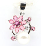Lovely Pink Tourmaline Purple Spinel CZ Wedding Bride Pendant